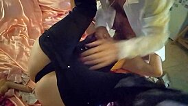 1253 - RUSHES 01- WHITE SLUT THONG AND CORSET SPANDEX PANTS HEELS BLOWJOB POV DOGGY STYLE