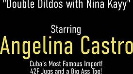 Double dildo fun with Angelina Castro and Nina Kayy