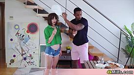 hypno trick on pizza chick, now fill her white pussy with big black cock