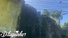 Naughty Woman Flashes in Public Place Almost Caught by Homeless