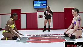 Butch Dyke Wrestles Black Lesbian in Ring Before Strapon Pounding Her Wet Pussy!