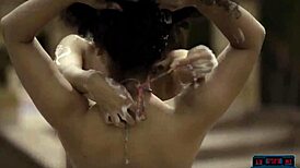 playboy babes in hot bikinis washing a mercedes amg gt outdoors