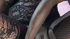 Ebony squirter multiple orgasm with the sex machine?