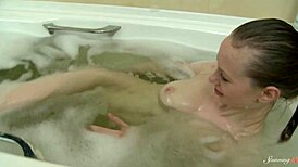 Tiny Blonde Paula Z Fingers Her Wet Pussy in Bathtub Solo