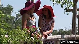 stunning lesbians say 'lick my pussy in the garden'