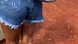 young brunette masturbates outdoors and gets assfucked by black bricklayer