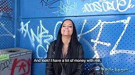 Public agent - 18yo brunette student flashes tits and fucks outdoors first time