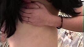 Straight cock penetrates hairy pussy of slutty milf