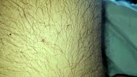 woke up horny in the bedroom, sniffed panties, jerked off, and emptied my big balls with a morning cumshot.