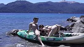 teen couple caught on beach