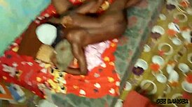 Ebony amateur queen with small waist and big tits bent over by muscular bodybuilder