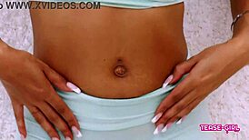 Beautiful black supermodel undergoes casting on sofa with massage.