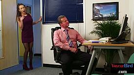 Cfnm Voyeur Duo Teases European Babe with Jerk Off Instructions in Lingerie and Panties