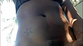 in outdoor public spot, crazy babe flashes cameltoe and squirts pussy creampie