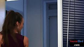 Cfnm Voyeur Duo Teases European Babe with Jerk Off Instructions in Lingerie and Panties