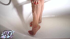 Teen Masturbates Pussy In Bathroom Under Running Water