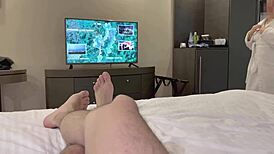 hungry unknown milf in hotel sucks and fucks with cum in mouth