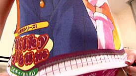 perfect brunette strips naked on bed, showing off big boobs in outfits