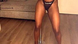 Ebony divine flaunts her fat ass and tits for creampie