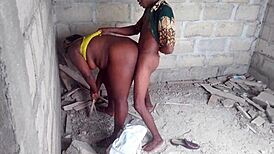 Street boy tricks orange seller into raw building action