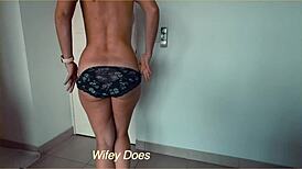 Wife Strips Out Of Her Denim Shorts Teasingly