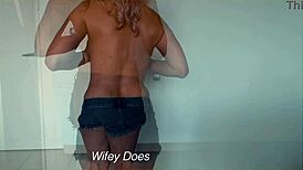 Wife Strips Out Of Her Denim Shorts Teasingly