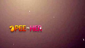 beautiful centerfold gets her narrowed pussy filled with warm pee and bursts