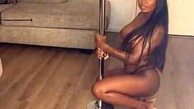 Ebony divine flaunts her fat ass and tits for creampie