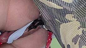 Did you feel my dick under your skirt in the subway? petite girl asks as i cum in her panties.