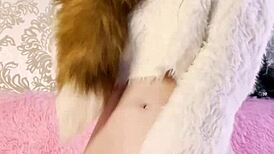 masturbation with butt plug in ass close up leads to squirt