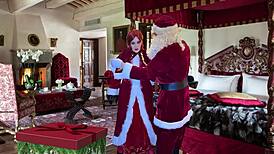 granny carmen claus gets standing doggystyle fuck and elvish creampie in homemade christmas pov