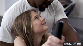 Watch Her Get Crushed by Stepdad's Huge Black Cock in Garage!