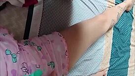 colombian babe in tight pajamas tempts me to touch her big ass everywhere