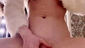 masturbation with butt plug in ass close up leads to squirt