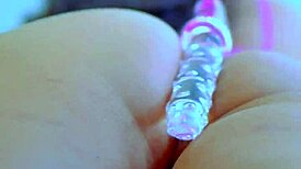 Desi beauty's close-up glass dildo masturbation