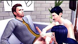 Solo male turns into threesome cumshot!