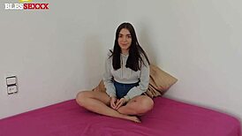 first time anal fills young brunette with cum