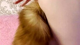 masturbation with butt plug in ass close up leads to squirt