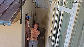 backstage encounter with a guy caught looking and jerking off part 1