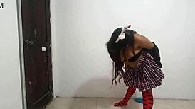 my friend's wife dancing seductively in thong and miniskirt