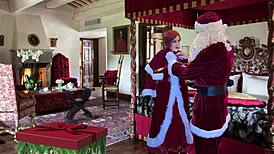 granny carmen claus gets standing doggystyle fuck and elvish creampie in homemade christmas pov