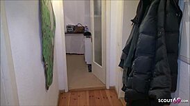 Drunken German MILF Neighbor Fucks Big Black Cock While Friend Watches, Cum In Mouth And Bent Over.