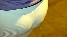 Mature woman with huge ass in red thong accepts street proposals for fun