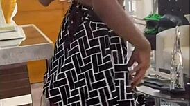 Ebony Babe with Big Ass and Natural Tits Plays with Dildo