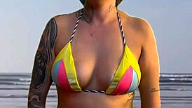 left the beach waiter rock hard after teasing him. couldn’t resist feeling his huge bulge!