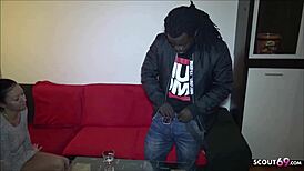 Drunken German MILF Neighbor Fucks Big Black Cock While Friend Watches, Cum In Mouth And Bent Over.