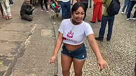 Walking hot girls on leashes in Sao Paulo