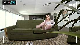 The slutty nanny's secret masturbation show gets caught by her voyeur fans, teasing with her small tits and pussy.