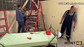 teen 18+ uses tight pussy for fun at work shift, watched by old friend