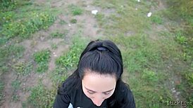 Black Lynn Ties Ponytail To Suck Monster Cock